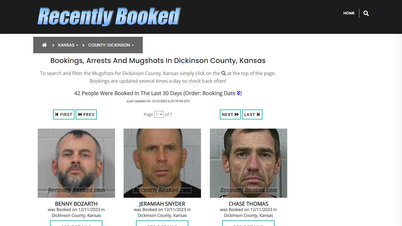 Bookings, Arrests and Mugshots in Dickinson County, Kansas